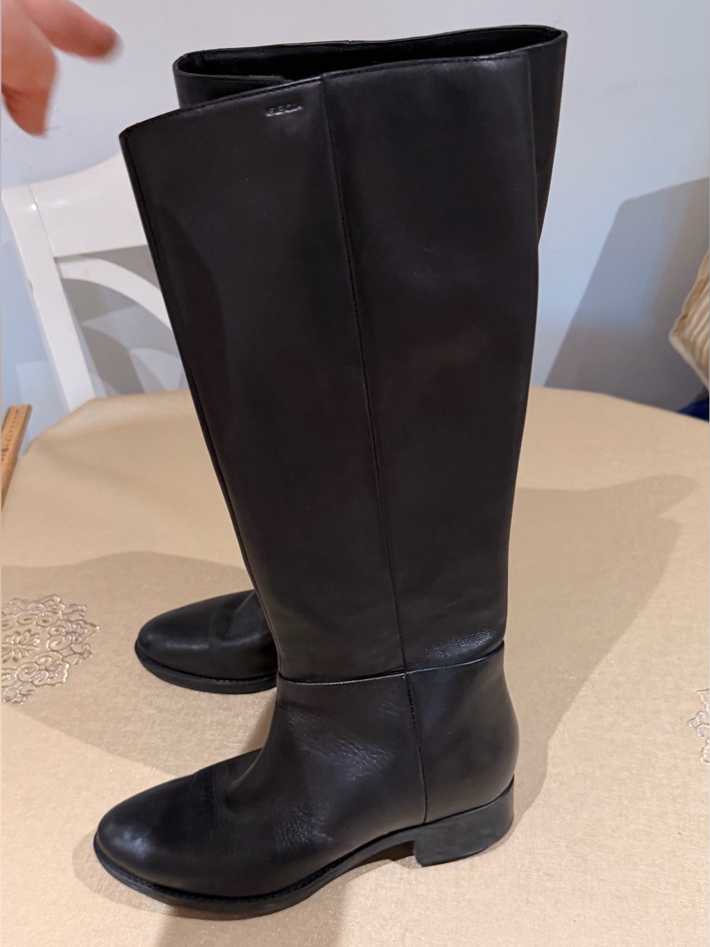 Geox Black Leather Over-The-Knee Riding Boots